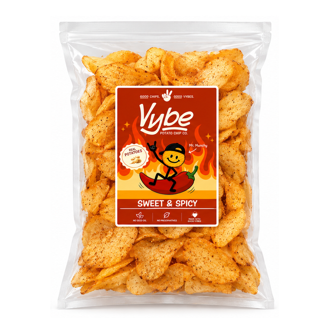 Vybe Sweet & Spicy potato chips bag