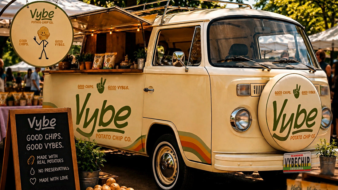 The Vybe bus at a farmers market